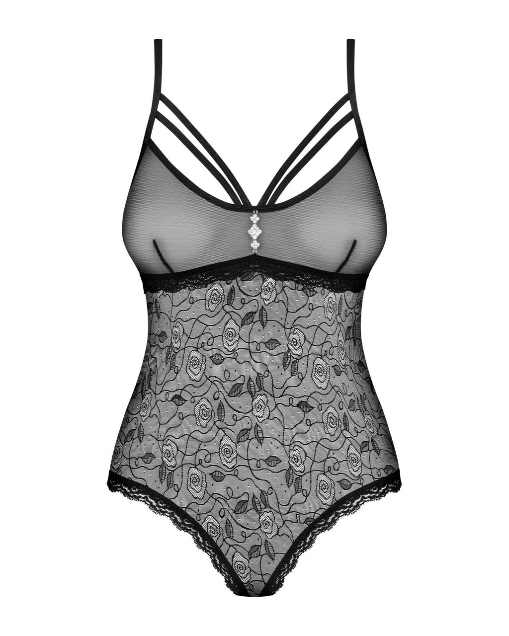 Obsessive (Польща) Мереживне боді з доступом Obsessive 818-TED-1 teddy M/L, чорне
