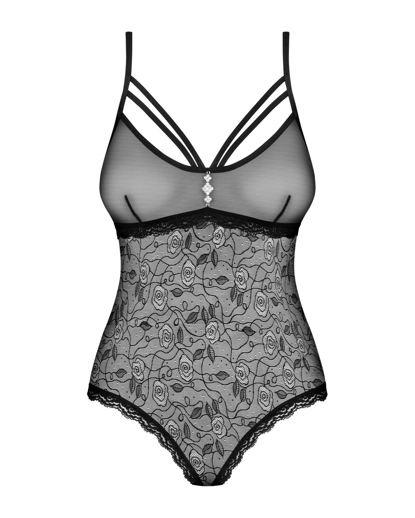 Obsessive (Польща) Мереживне боді з доступом Obsessive 818-TED-1 teddy M/L, чорне