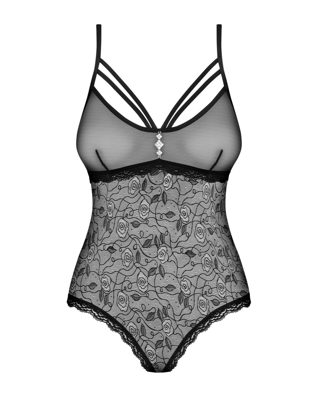 Obsessive (Польща) Мереживне боді з доступом Obsessive 818-TED-1 teddy XS/S, чорне