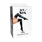Сексуальні вінілові панчохи Art of Sex - Lora з мереживом, розмір S, колір чорни