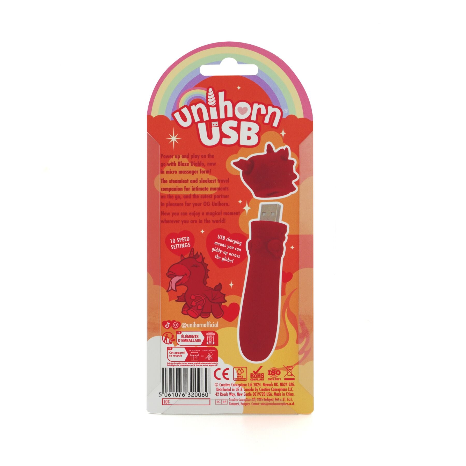Вібратор-єдиноріжка Unihorn USB Bullet – Blaze Diablo віброкуля, USB-зарядка, 10 режимів