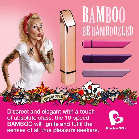 Мощный мини-вибратор Rocks Off Bamboo Rose Gold