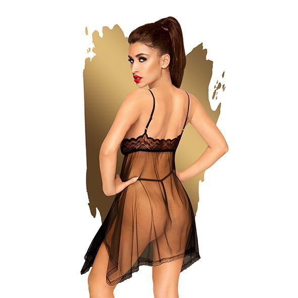 Penthouse (Німеччина) Бебі-дол з ажурним бралетом та асиметричним подолом Penthouse - Naughty Doll Black S/M