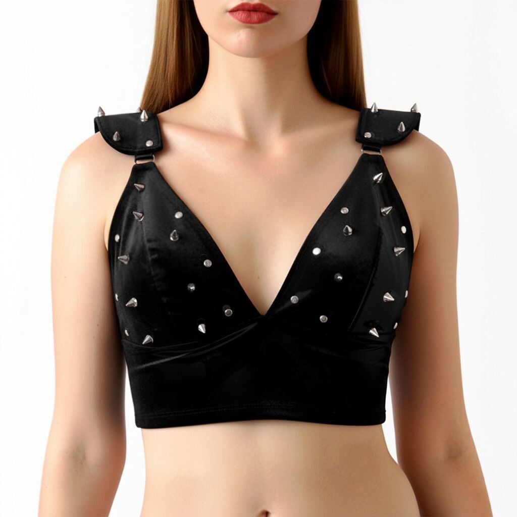 Art of Sex (Україна) Ліф з шипами Art of Sex - Mistress, чорний з ефектом мокрого оксамиту, розмір S