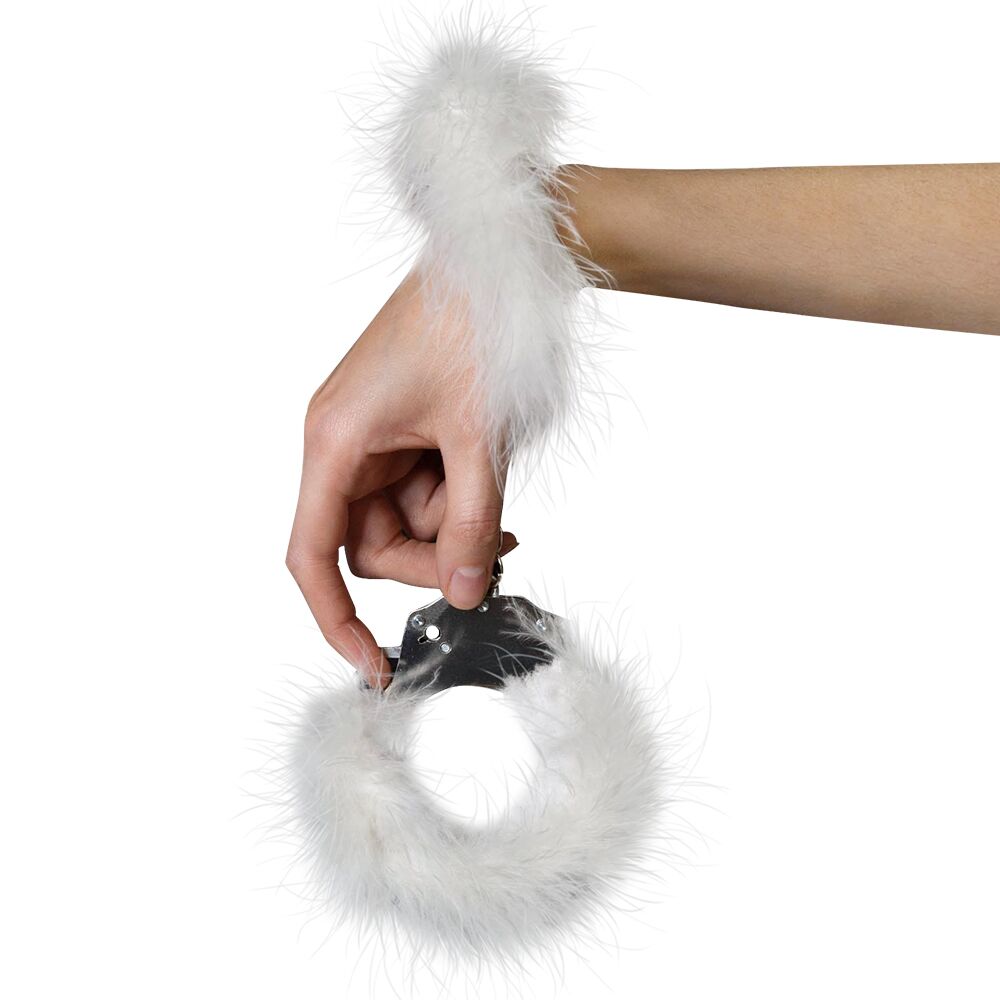 Adrien Lastic (Іспанія) Наручники металеві Adrien Lastic Handcuffs White з білим пухнастим оздобленням