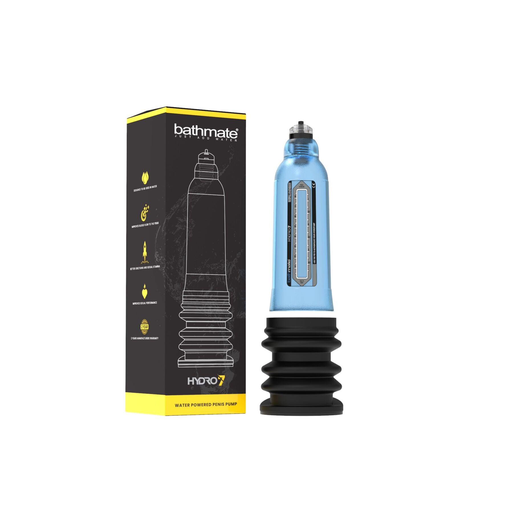 Bathmate (Великобританія) Гідропомпа Bathmate Hydro 7 Blue, для члена довжиною від 12,5 до 18 см, діаметр до 5 см
