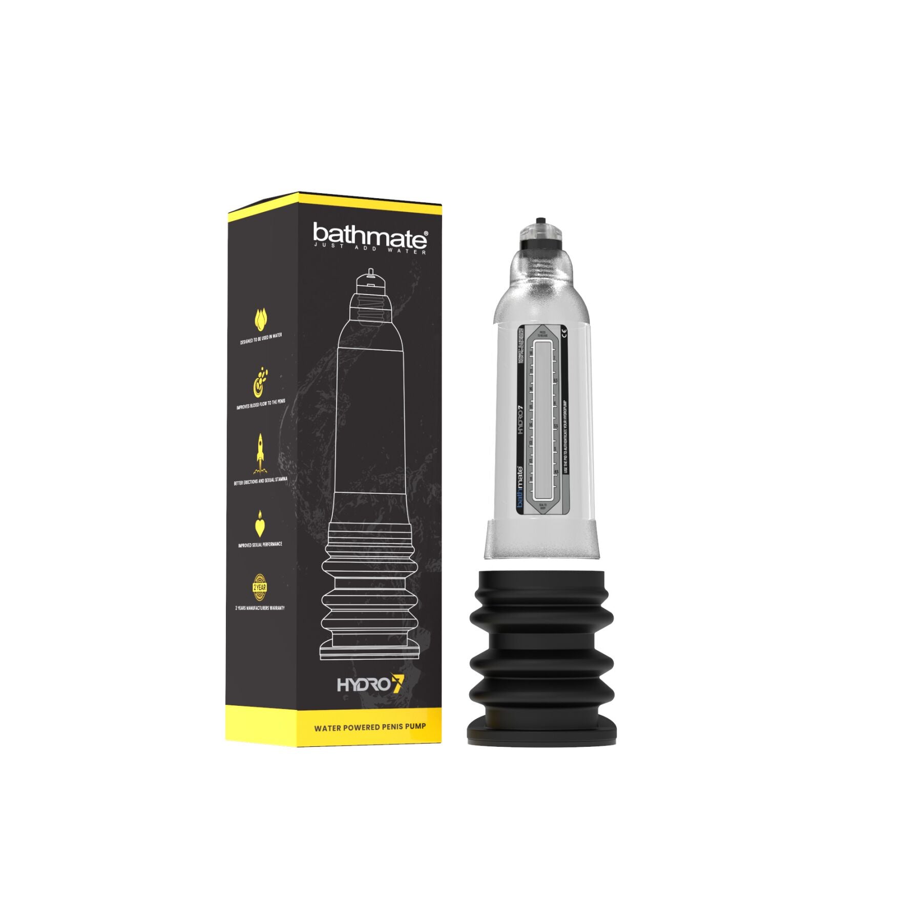 Bathmate (Великобританія) Гідропомпа Bathmate Hydro 7 Clear, для члена довижной от 12,5 до 18см, діаметр до 5см