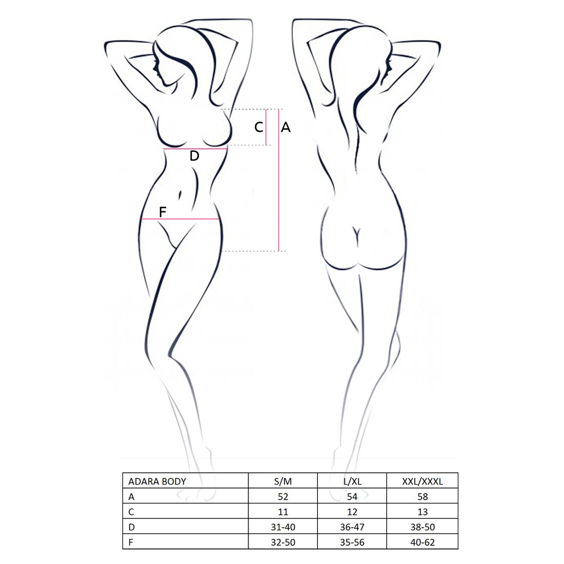 Passion (Польща) Боді монокіні Passion ADARA BODY S/M, black