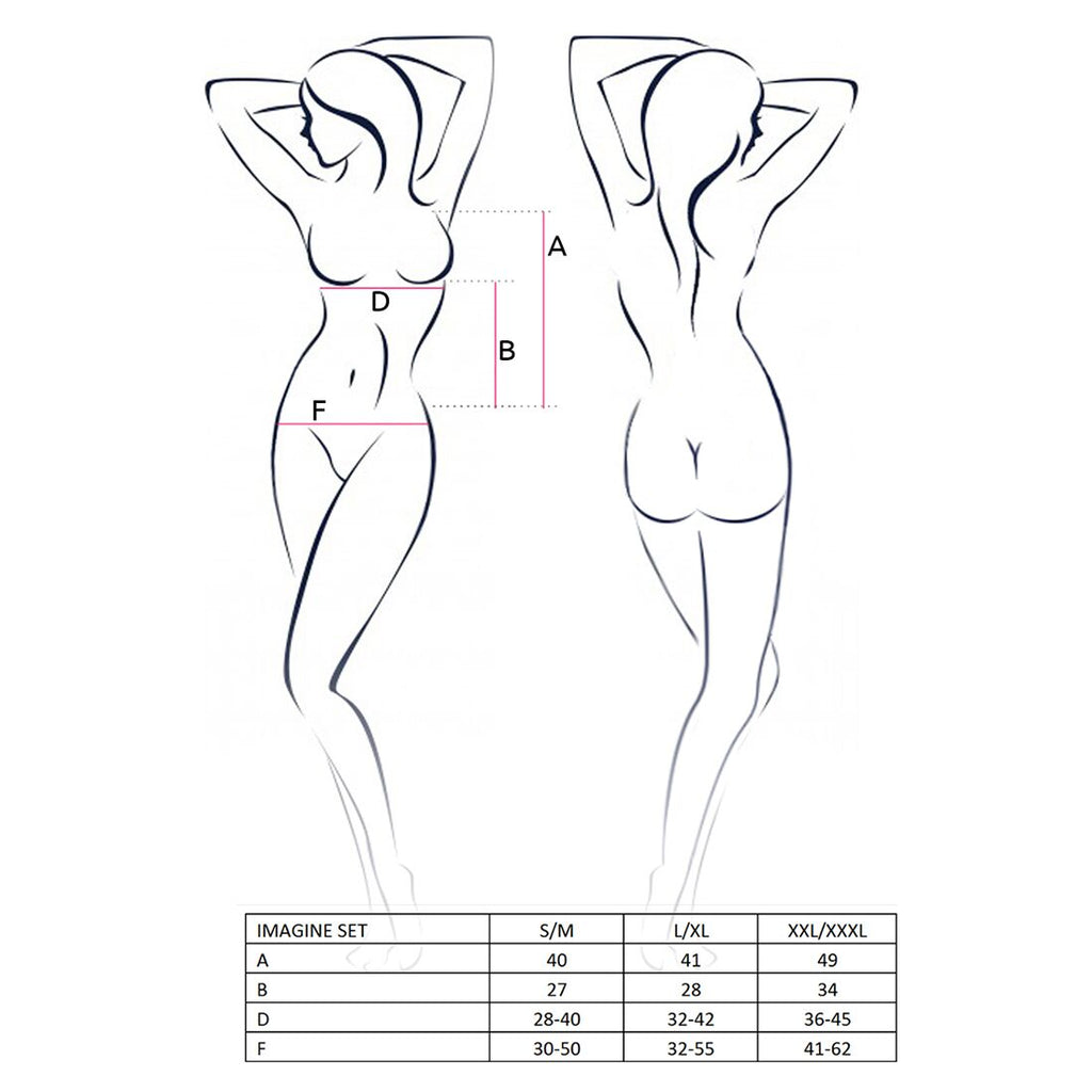 Passion (Польща) Комплект білизни Passion IMAGINE SET OpenBra L/XL, black, ліф - міні-сорочка, трусики з оборками