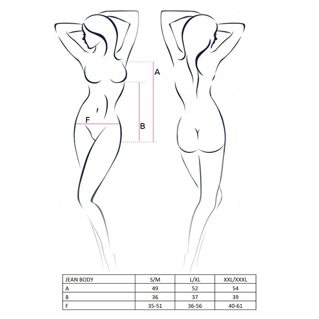Passion (Польща) Боді монокіні під латекс Passion JEAN BODY XXL/XXXL, black