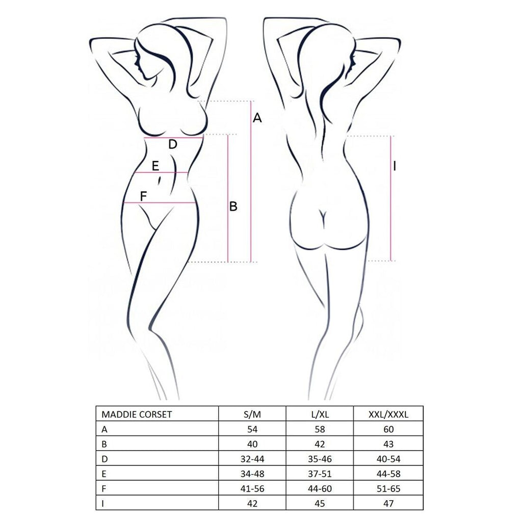 Passion (Польща) Корсет-сорочка з пажами Passion MADDIE CORSET L/XL, black, трусики