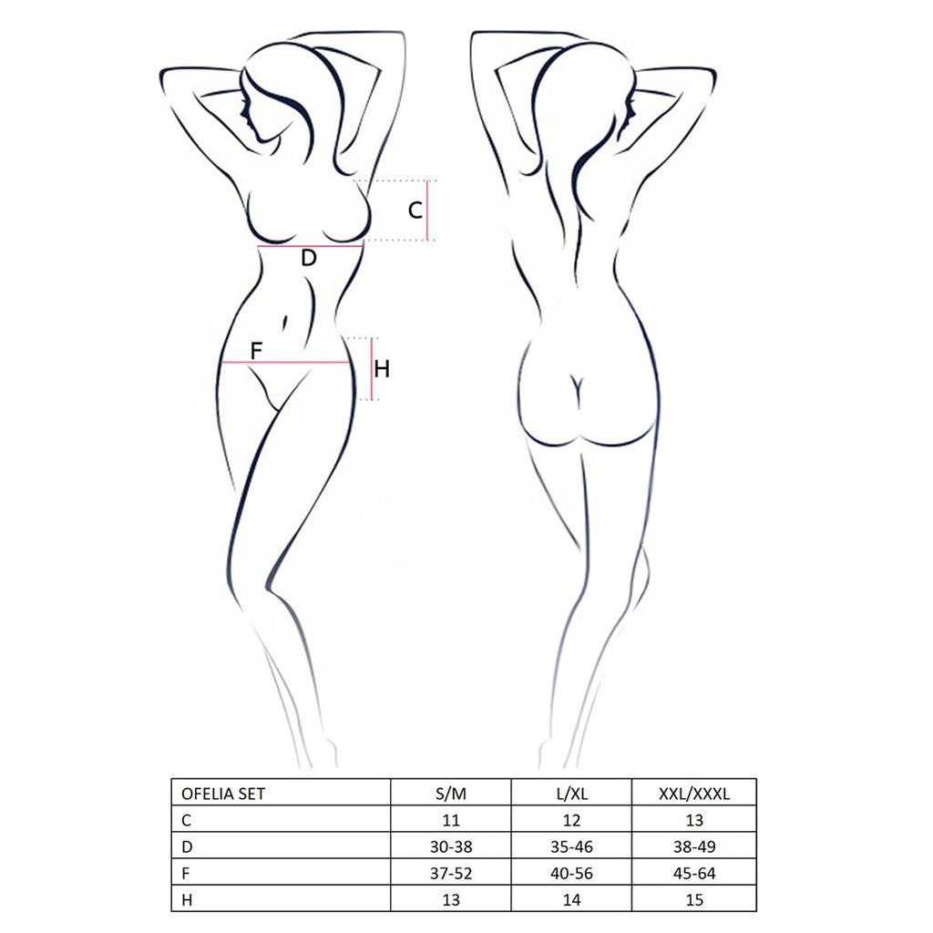 Passion (Польща) Комплект білизни Passion OFELIA SET OpenBra L/XL, white, стрінги, відкритий ліф, широкий пояс