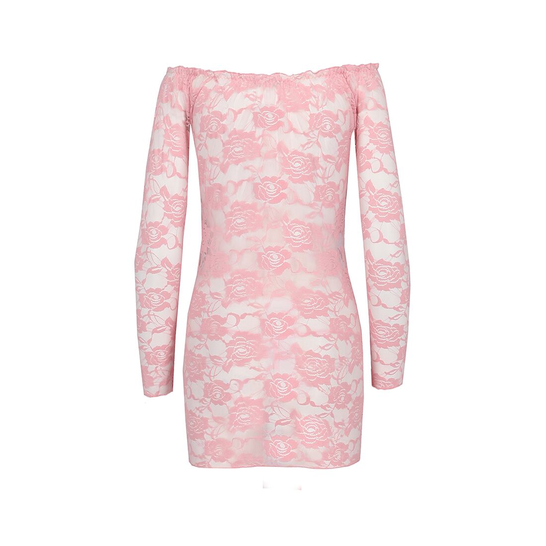 Passion (Польща) Прозора сорочка з довгим рукавом Passion YOLANDA CHEMISE L/XL, pink, трусики