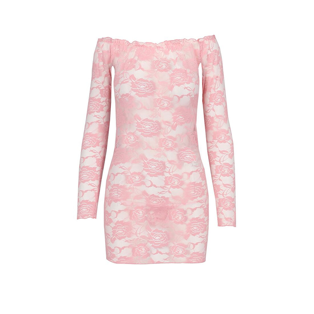 Passion (Польща) Прозора сорочка з довгим рукавом Passion YOLANDA CHEMISE L/XL, pink, трусики