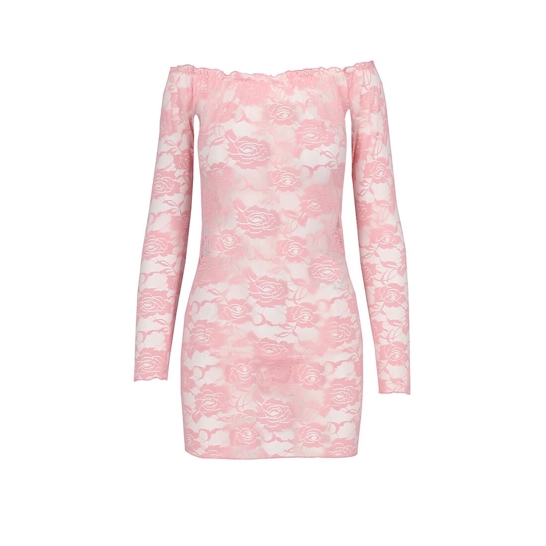 Passion (Польща) Прозора сорочка з довгим рукавом Passion YOLANDA CHEMISE S/M, pink, трусики