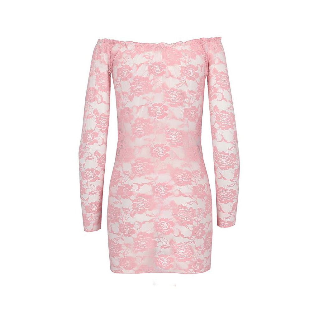 Passion (Польща) Прозора сорочка з довгим рукавом Passion YOLANDA CHEMISE S/M, pink, трусики