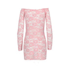 Прозора сорочка з довгим рукавом Passion YOLANDA CHEMISE S/M, pink, трусики