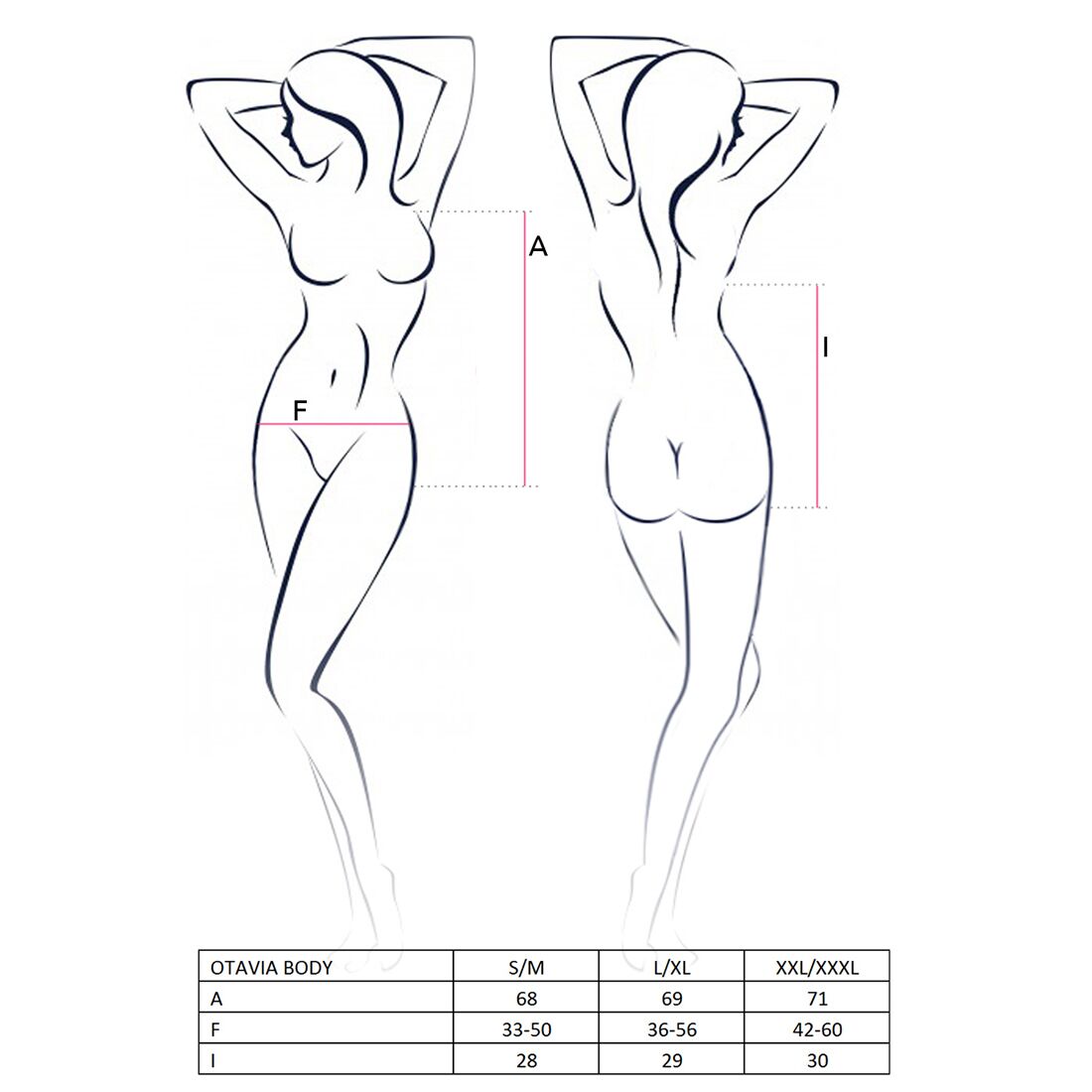 Passion (Польща) Боді монокіні з глибоким декольте Passion OTAVIA BODY S/M, black