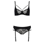 Комплект білизни Passion PAULINE SET, стрепи, ліф, стрінги і пояс для панчох