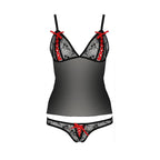 Комплект білизни Passion MELISSA SET S/M, black, ліф-сорочка зі шнурівкою і трус
