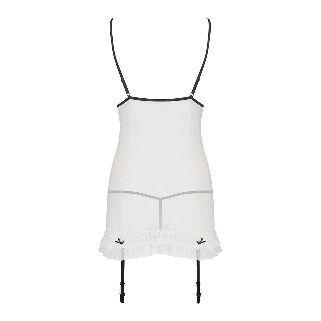 Passion (Польща) Сорочка прозора з пажами Passion ORIHIME CHEMISE S/M, white, трусики, стрепи