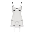 Сорочка прозора з пажами Passion ORIHIME CHEMISE XXL/XXXL, white, трусики, стреп