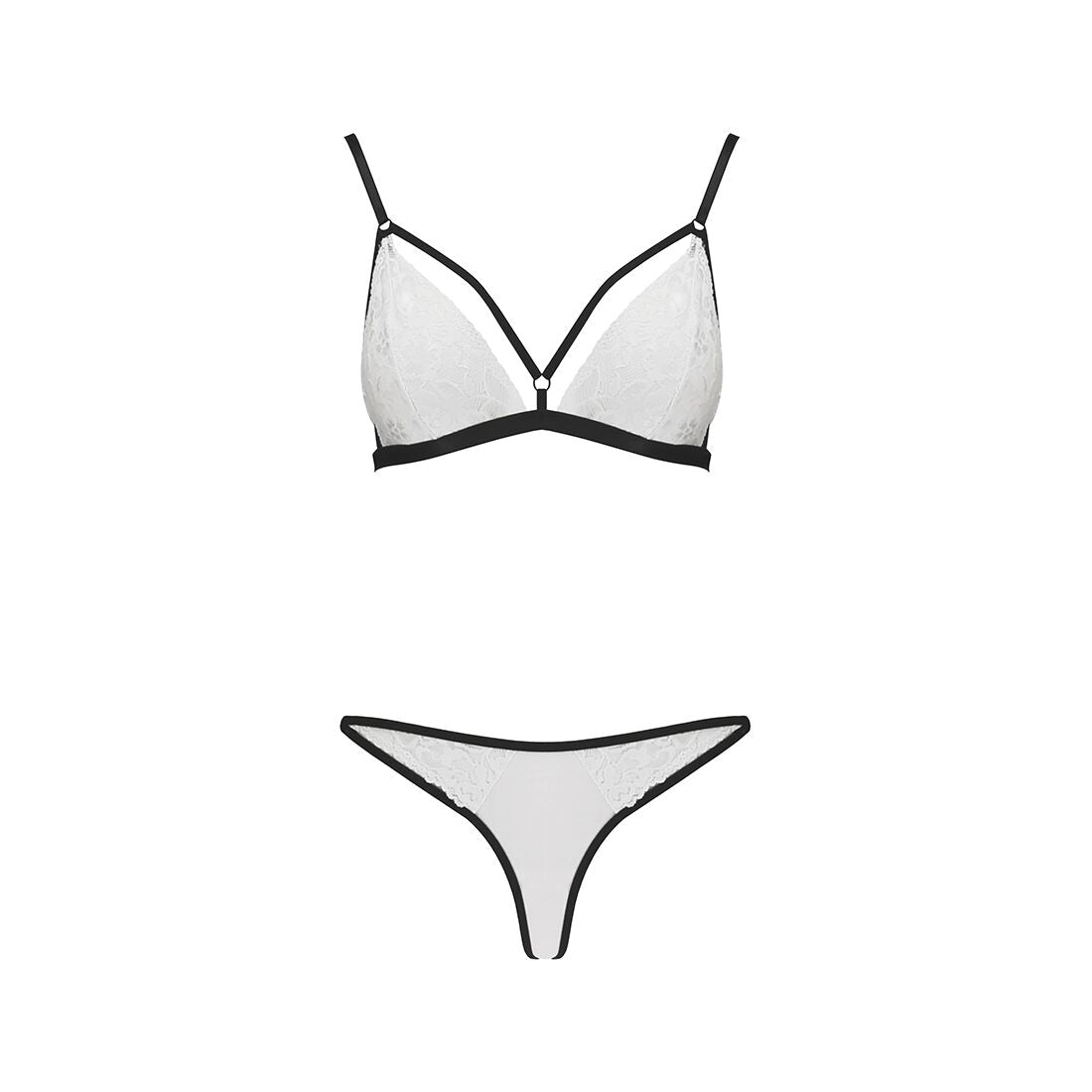 Passion (Польща) Комплект білизни Passion ORIHIME SET L/XL, white, стрепи, ліф і трусики