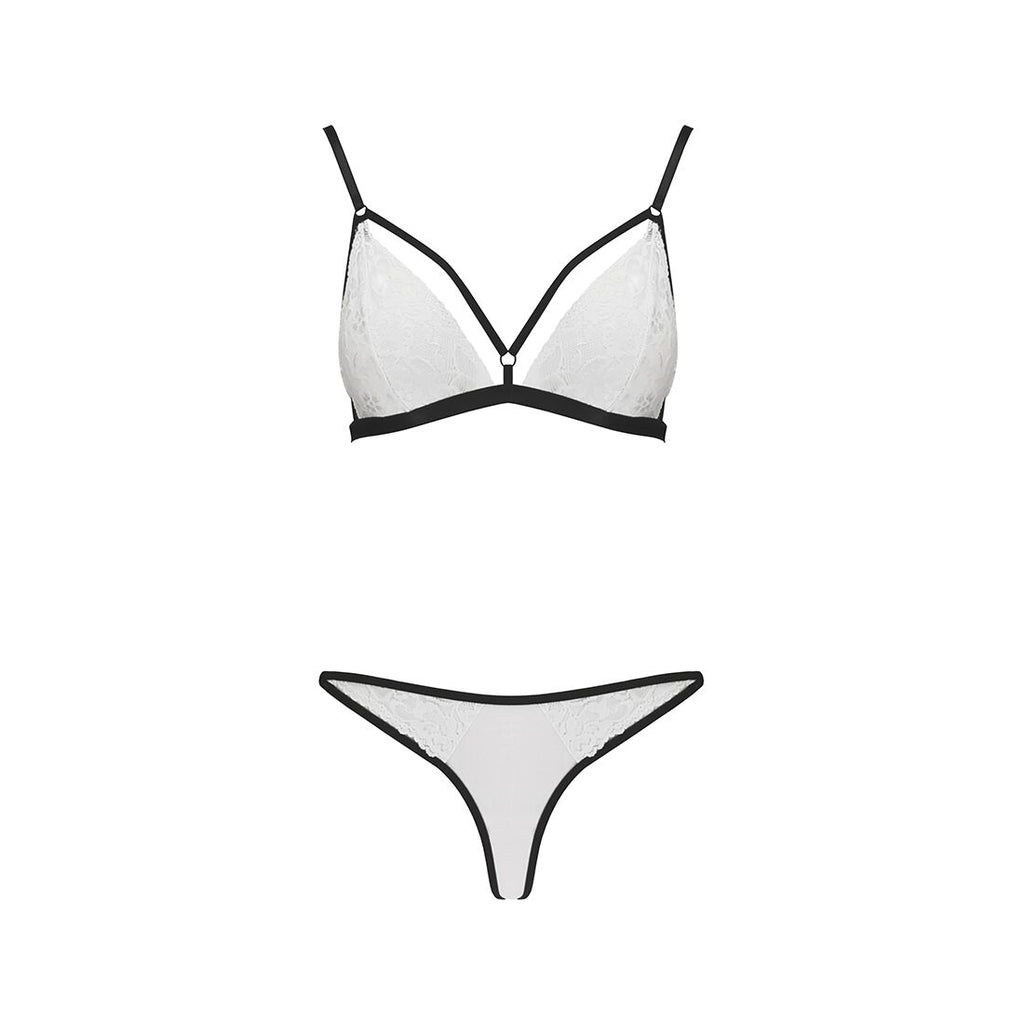 Passion (Польща) Комплект білизни Passion ORIHIME SET XXL/XXXL, white, стрепи, ліф і трусики