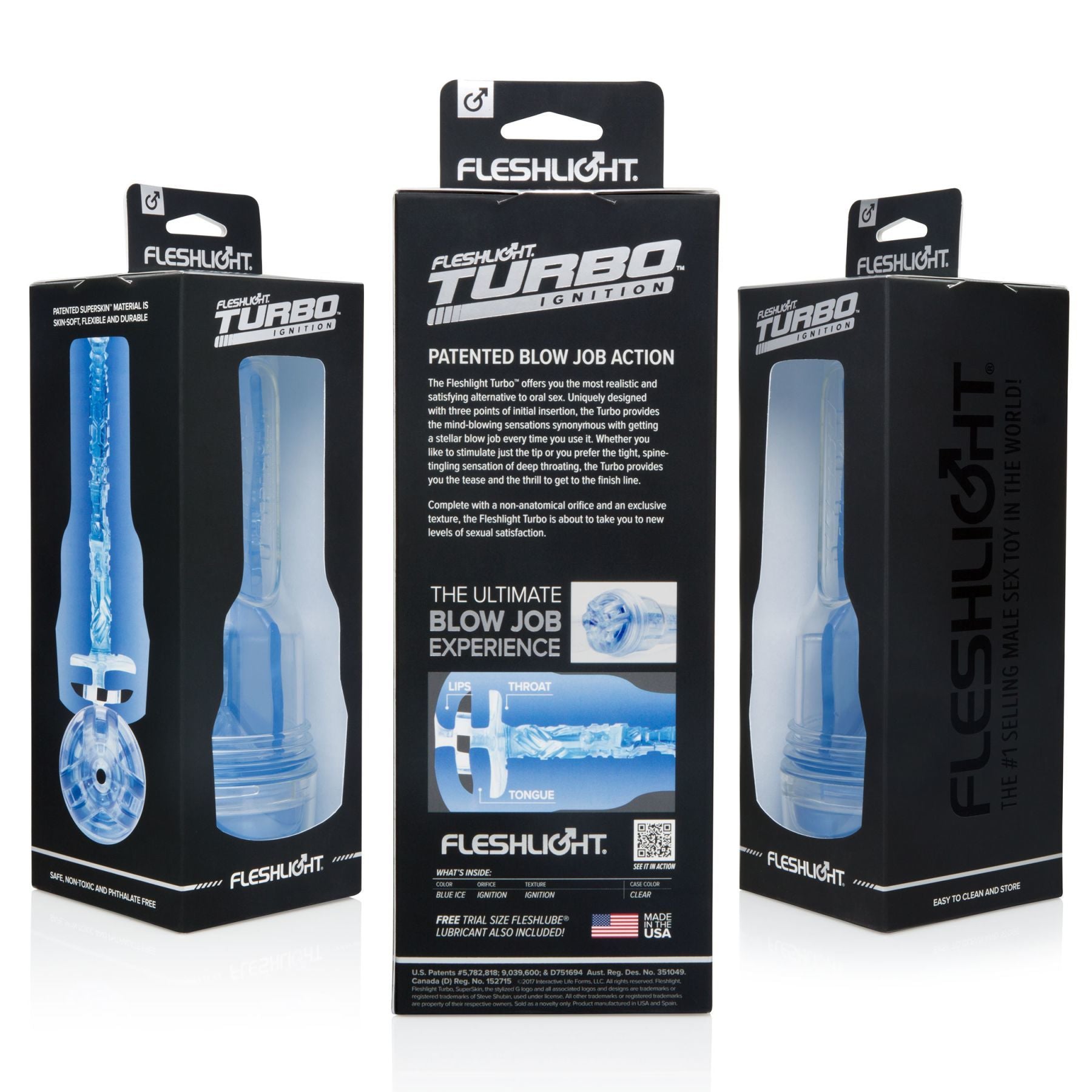 Fleshlight (США) Мастурбатор Fleshlight Turbo Ignition Blue Ice (імітатор мінету)