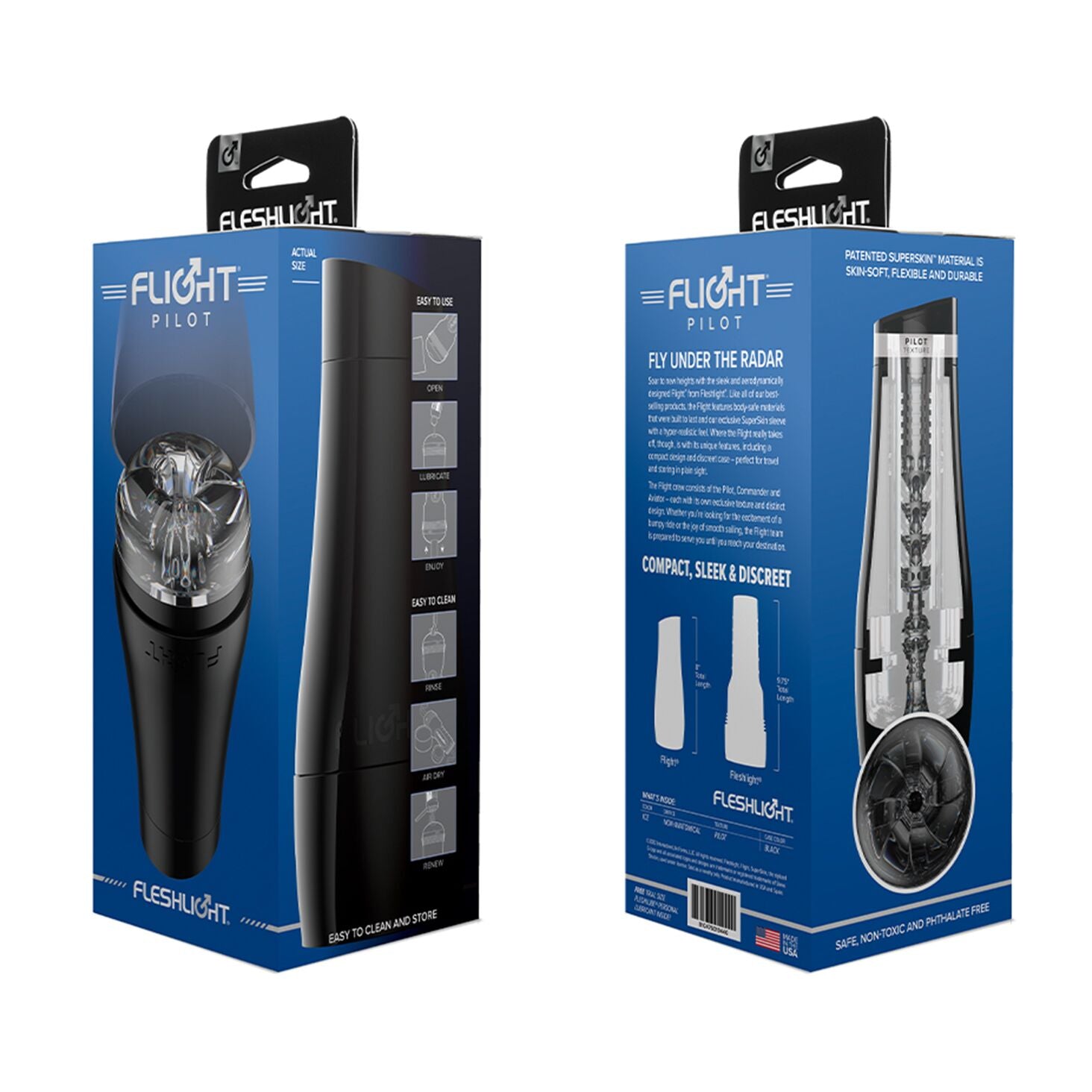 Fleshlight (США) Мастурбатор Fleshlight Flight Pilot (Чорний), компактний розмір