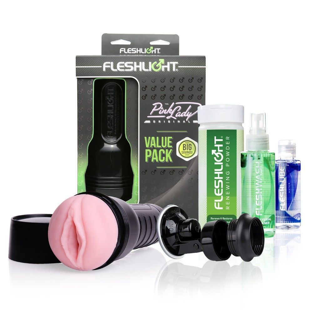 Fleshlight (США) Мастурбатор Fleshlight Pink Lady Original Value Pack: присоска, змазка, чищення і відновлення