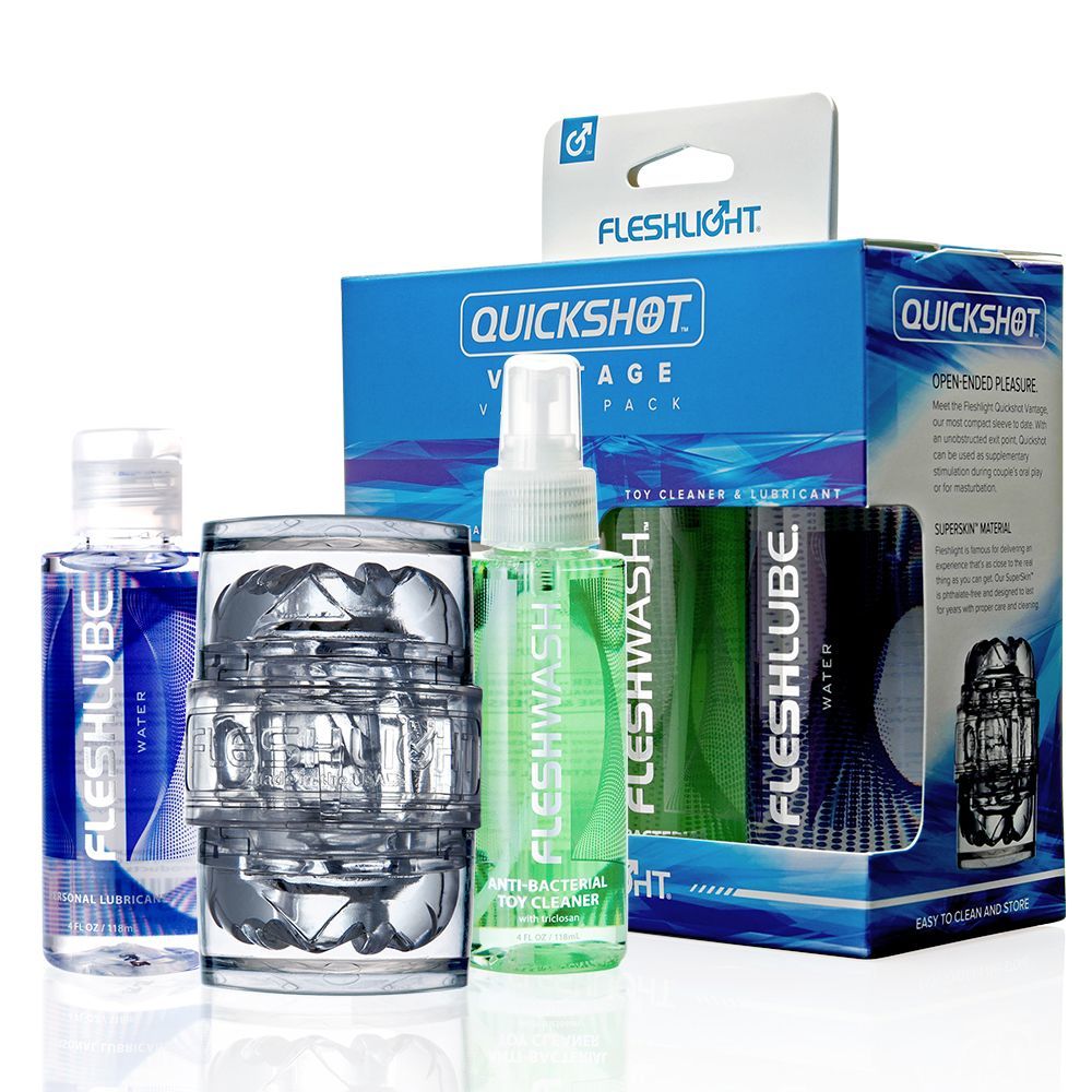 Fleshlight (США) Мастурбатор Fleshlight Quickshot Vantage Value Pack: змазка і засіб для чищення