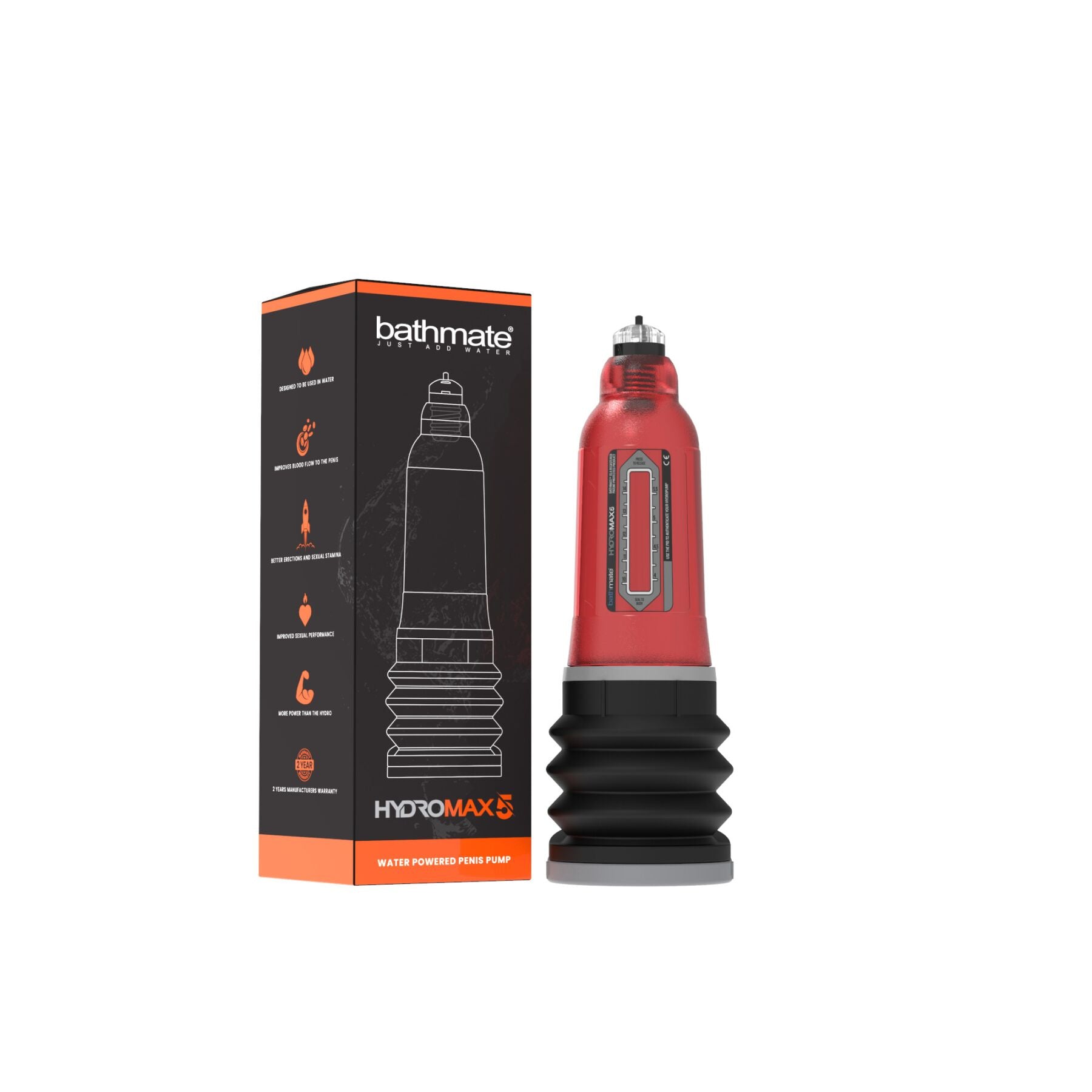 Bathmate (Великобританія) Гідропомпа Bathmate Hydromax 5 Red, для члена довжиною від 7,5 до 12,5 см, діаметр до 4,5 см
