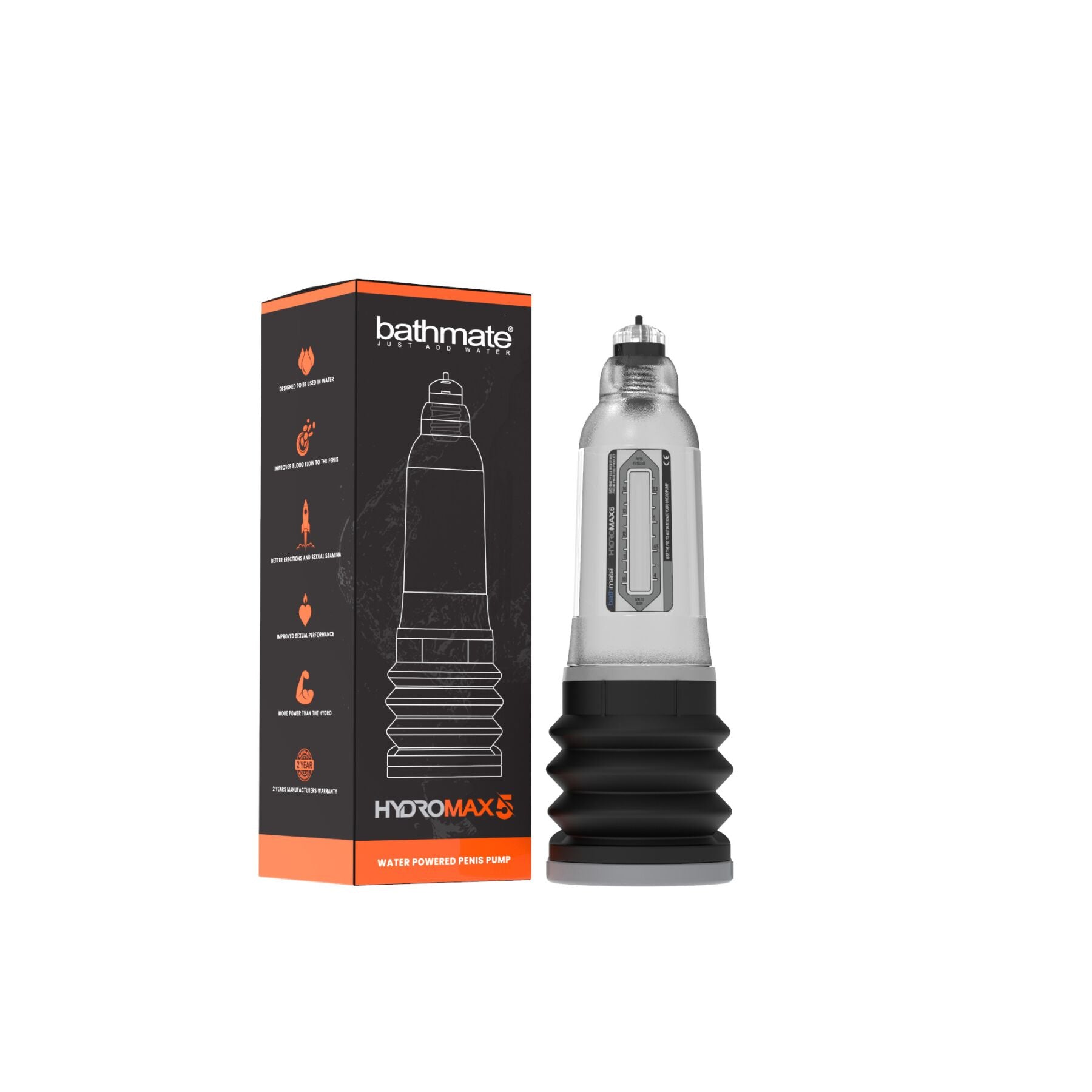 Bathmate (Великобританія) Гідропомпа Bathmate Hydromax 5 Clear, для члена довжиною від 7,5 до 12,5 см, діаметр до 4,5 см