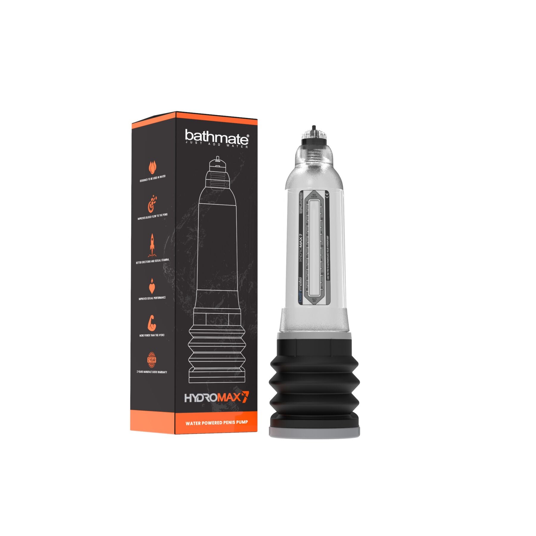 Bathmate (Великобританія) Гідропомпа Bathmate Hydromax 7 Clear, для члена довжиною від 12,5 до 18 см, діаметр до 5,2 см