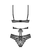 Комплект Obsessive Blomentis 2-pcs set, мереживний, ліф із зав’язками на спині, трусики-сліпи
