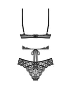 Комплект Obsessive Blomentis 2-pcs set, XS/S, мереживний, ліф із зав’язками на с