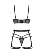 Комплект Obsessive Blomentis 3-pcs set, M/L, м’який ліф, стрінги зі стрепами, по