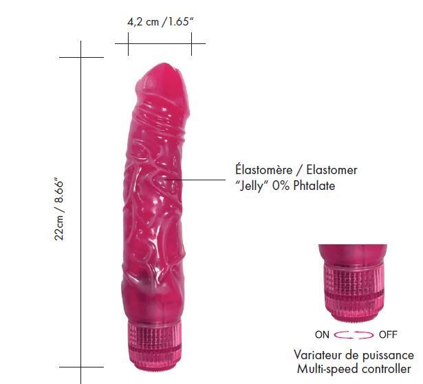 Фаллоимитатор вибратор Dorcel Jelly Boy, диаметр 4,2см ТПЕ, плавное регулирование мощности вибрации