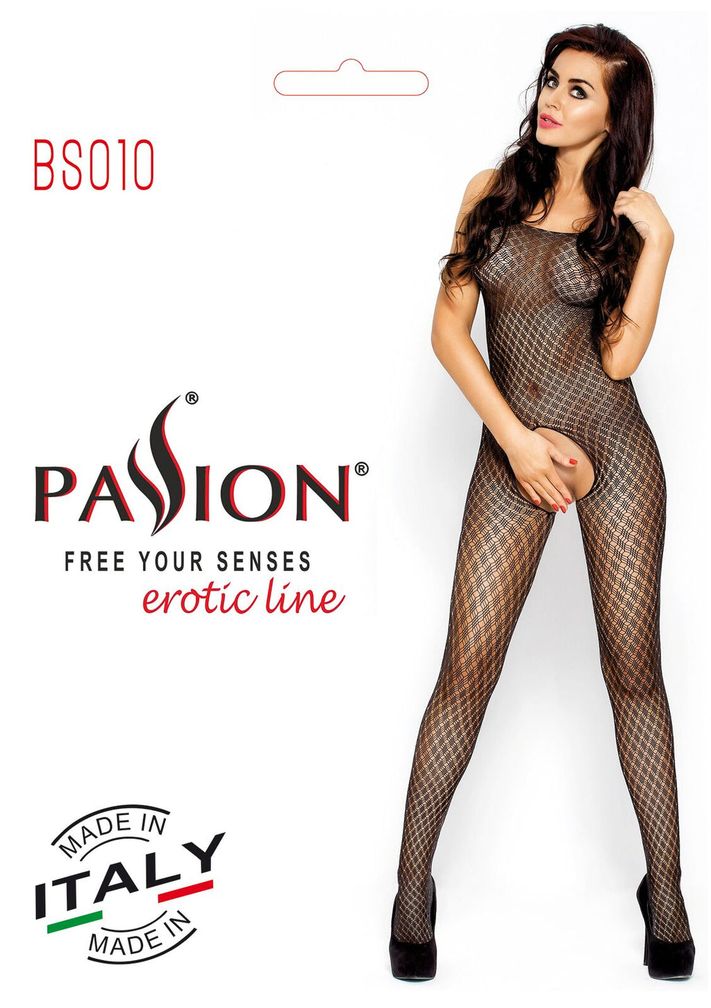 Passion (Польща) Бодістокінг Passion BS010 black, комбінезон, дрібна сіточка
