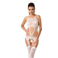 Passion (Польща) Бодістокінг Passion BS047 white, комбінезон, імітація топа, панчіх і пояса