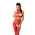 Passion (Польща) Бодістокінг Passion BS048 red, комбінезон, імітація колгот та відкритого топа
