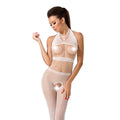Passion (Польща) Бодістокінг Passion BS048 white, комбінезон, імітація колгот та відкритого топа