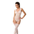 Passion (Польща) Бодістокінг Passion BS051 white, комбінезон, імітація панчох і боді