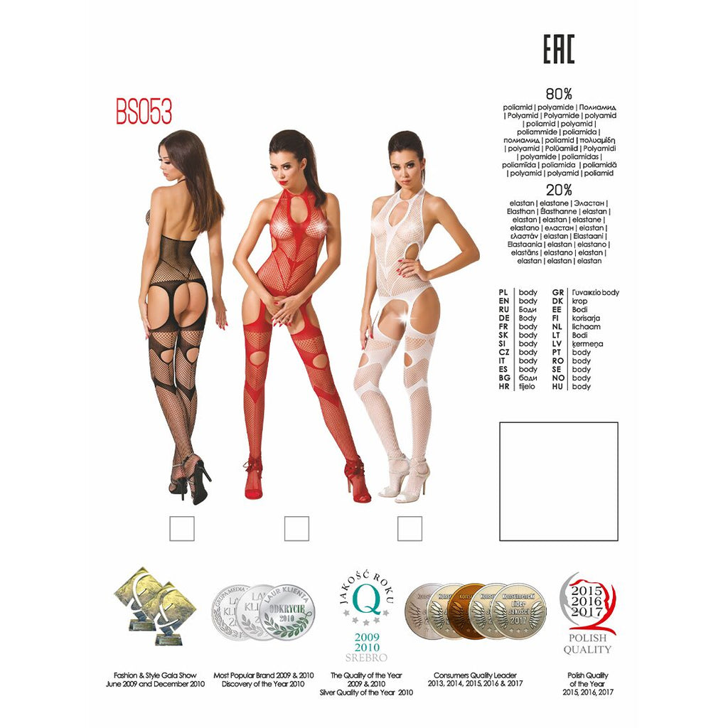 Passion (Польща) Бодістокінг Passion BS053 red, комбінезон, імітація панчіх і пояса