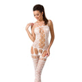 Passion (Польща) Бодістокінг Passion BS054 white, комбінезон, імітація панчіх, відкритий животик