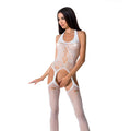 Passion (Польща) Бодістокінг Passion BS059 white, комбінезон, імітація панчох