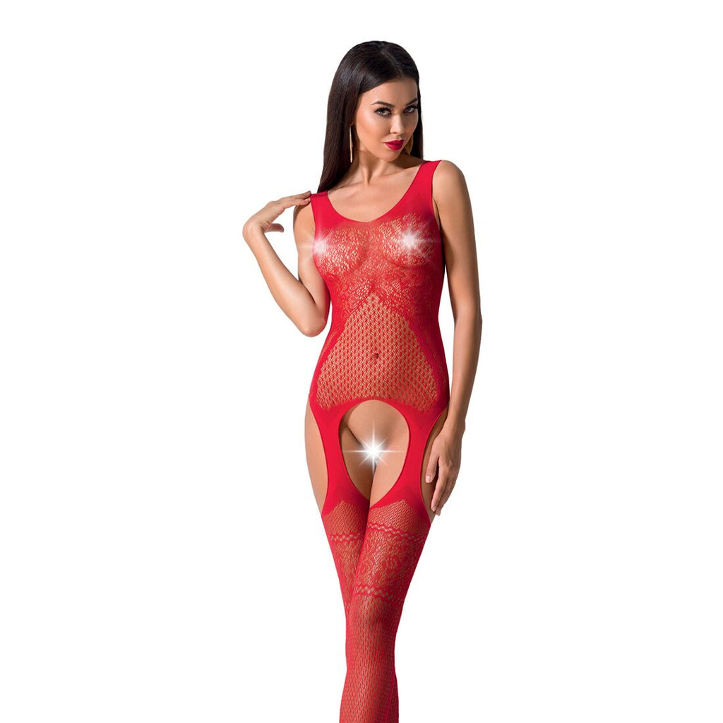 Passion (Польща) Бодістокінг Passion BS061 red, комбінезон, імітація панчіх