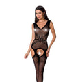 Passion (Польща) Сітчастий бодістокінг Passion BS062 One Size, Black, комбінезон, імітація панчіх, відкритий доступ