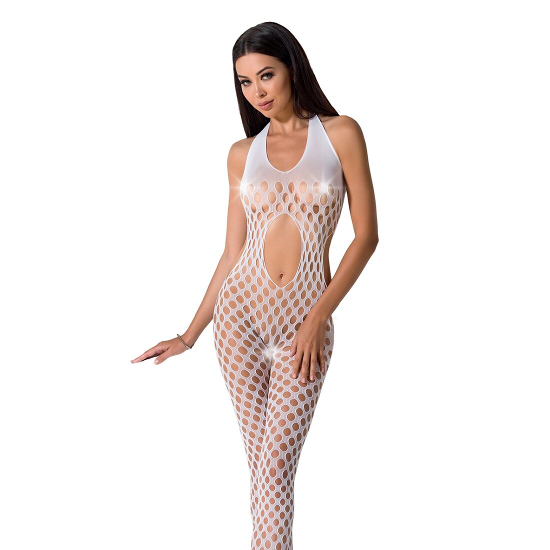 Passion (Польща) Сексуальний бодістокінг Passion BS065 One Size, White, комбінезон, велика сітка
